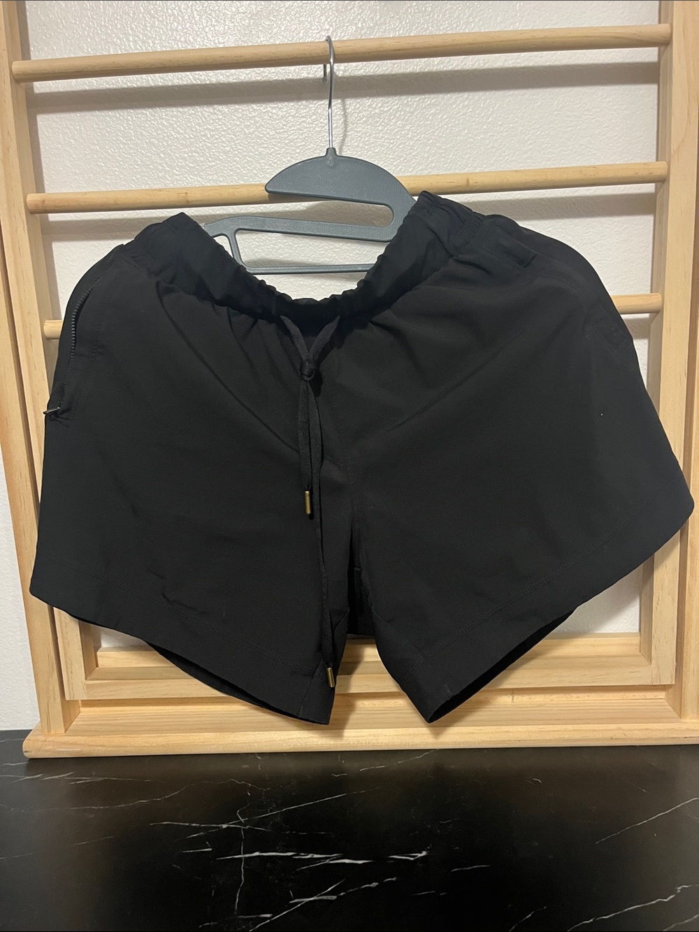 Women’s Black Athletic Shorts with Elastic Waist and Drawstring